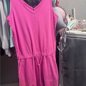 Pink Sleeveless Drawstring Dress